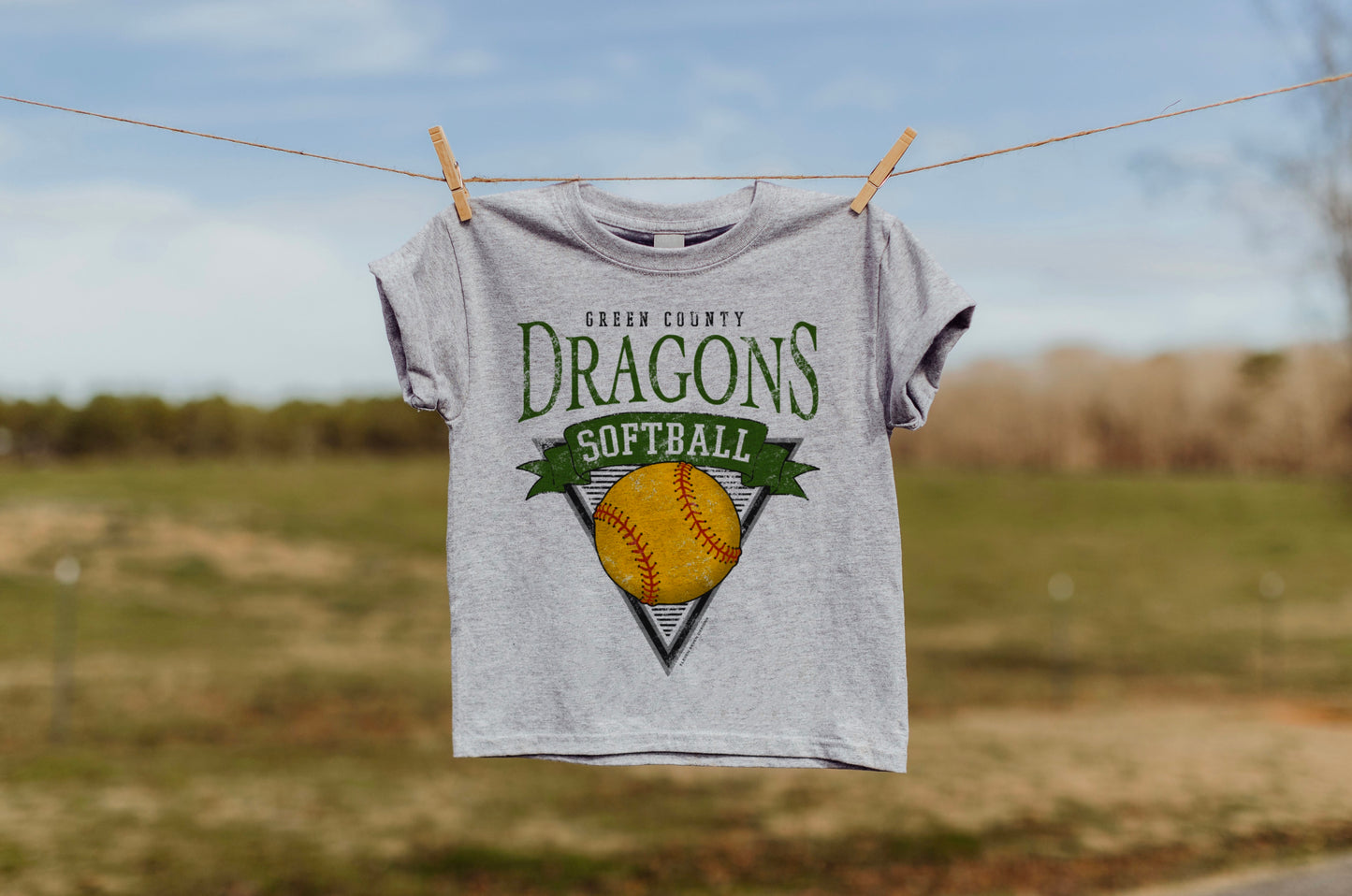 YOUTH Green County Dragons Softball Vintage Tee