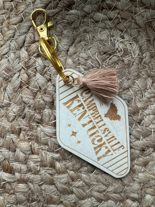 Wooden Tassel Keychain - Campbellsville, KY