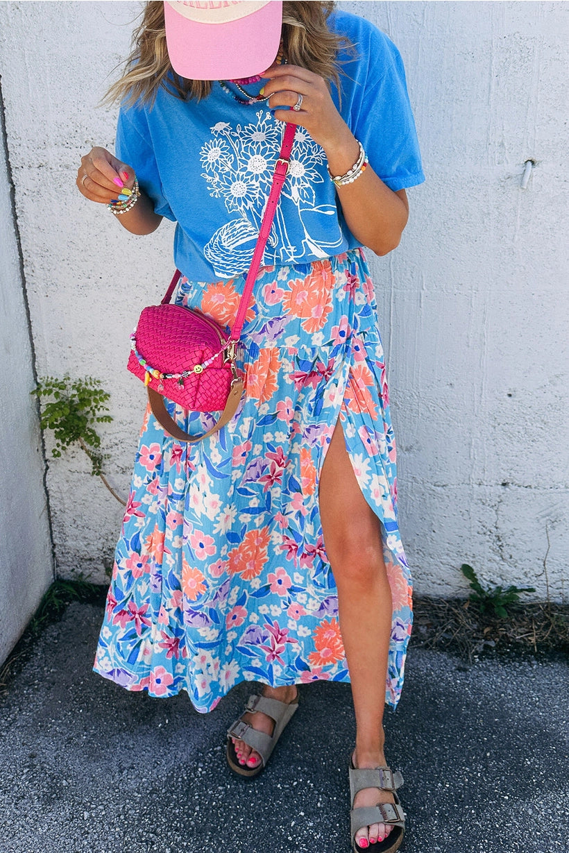 Floral High Waisted Wrap Skirt