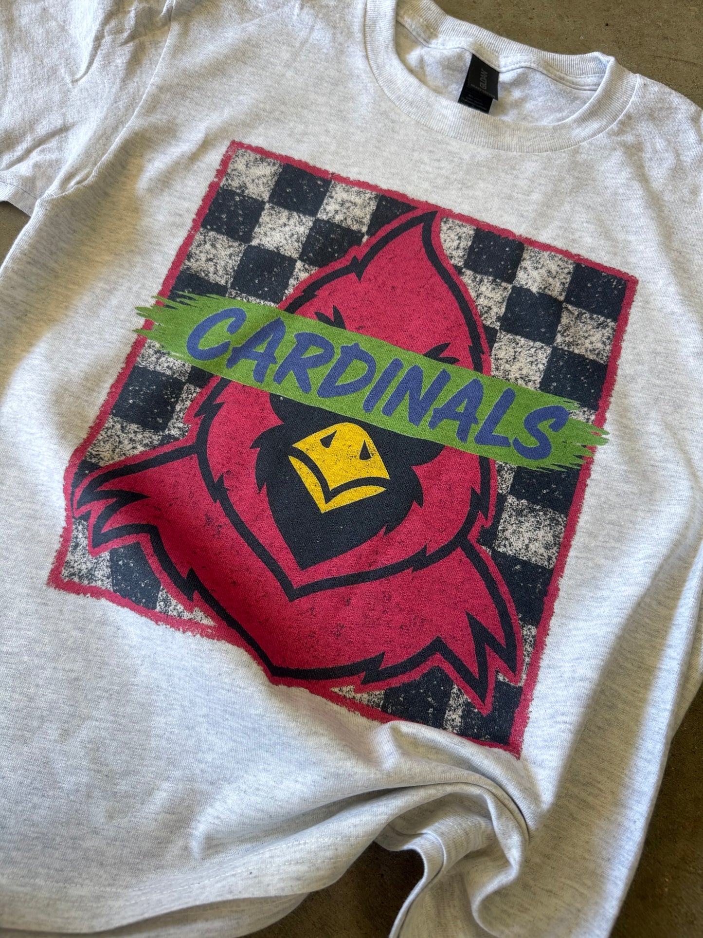 KIDS Grunge Checkerboard Cardinals Tee