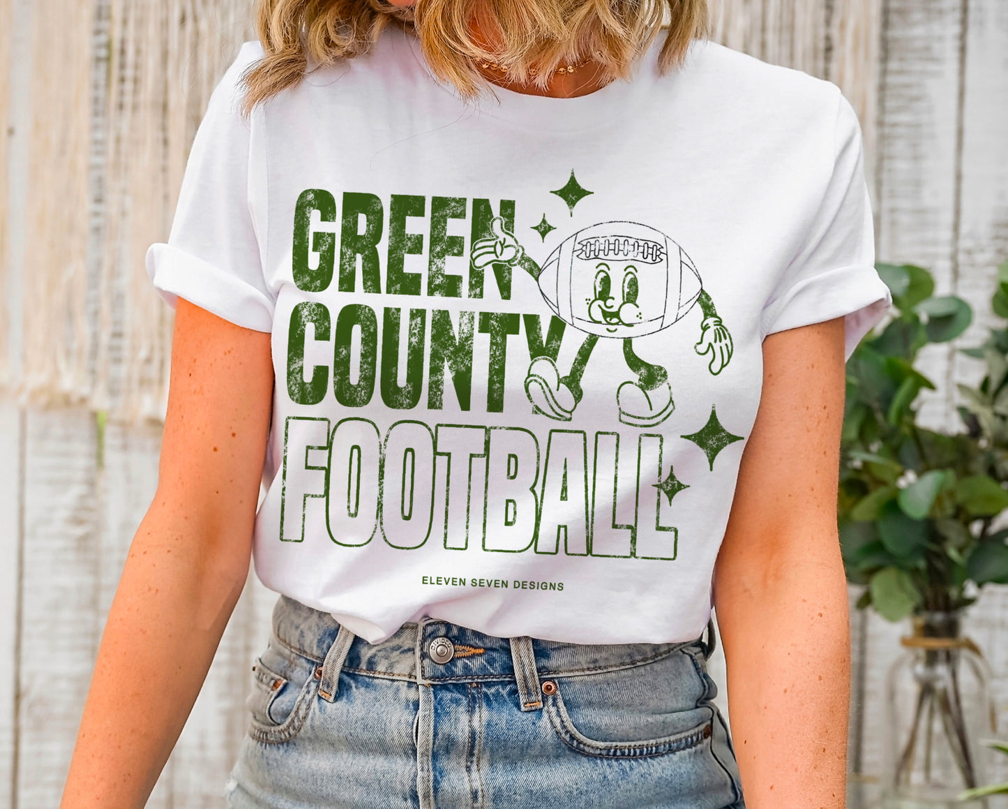 Green County Retro Football Man Tee