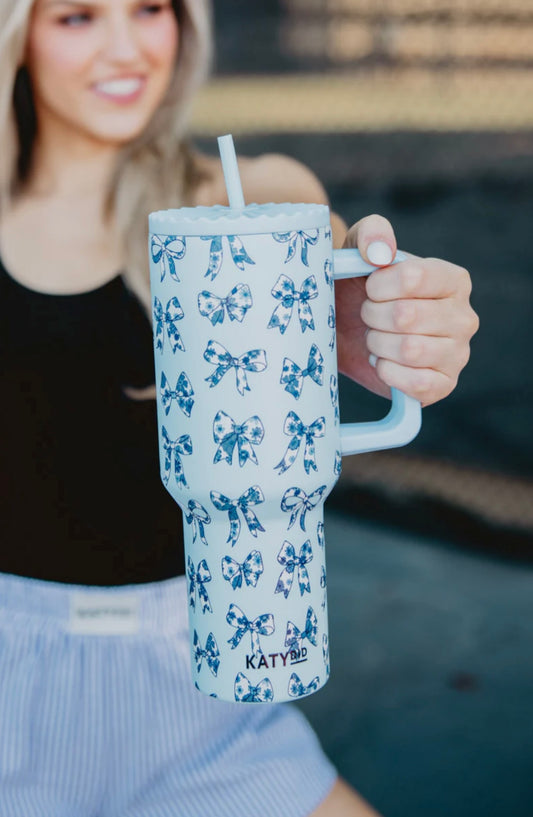 Blue Floral Bows Tumbler