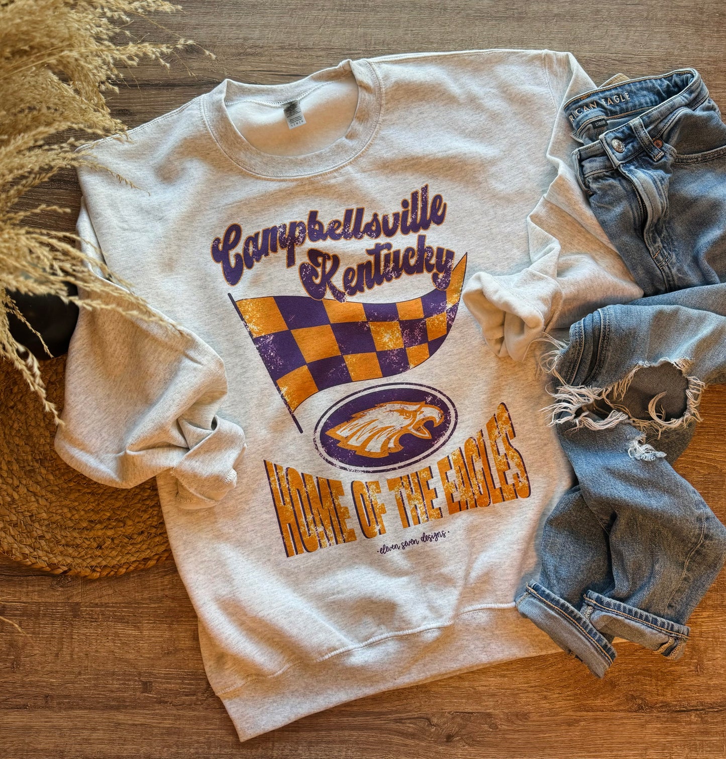 Campbellsville Eagles Checkered Flag Sweatshirt