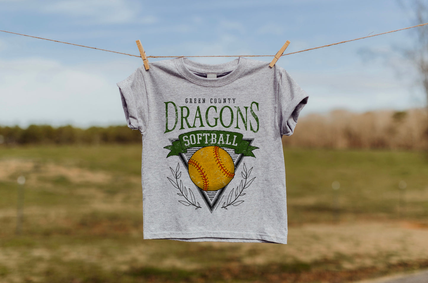 YOUTH Green County Dragons Softball Vintage Tee