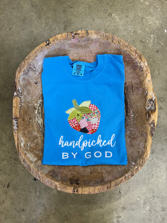 Handpicked by God Faux Patchwork Strawberry Tee