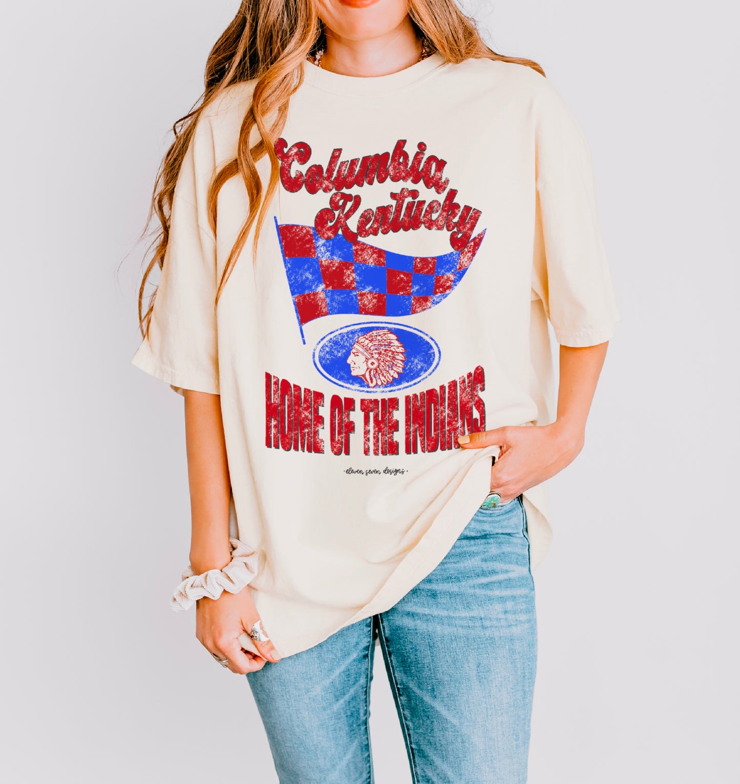 Adair County Indians Checkered Flag Tee