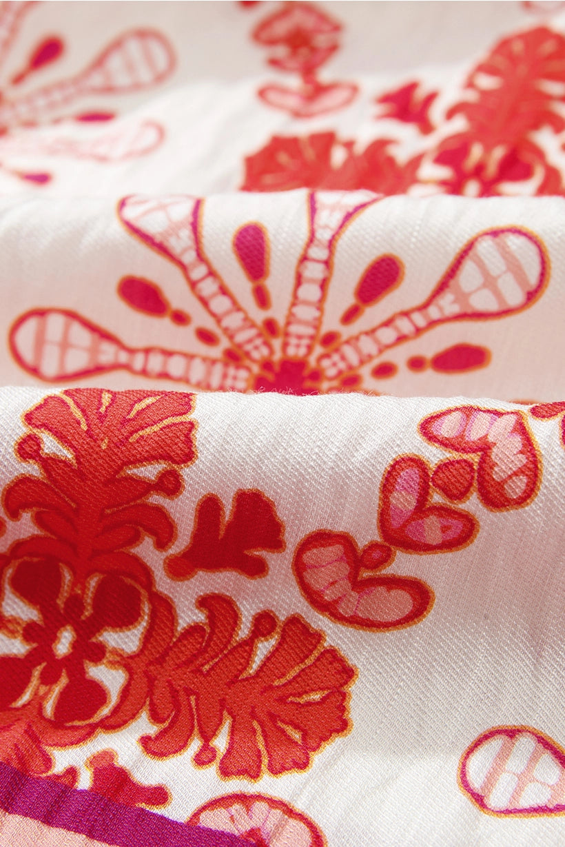 Boho Floral Puff Sleeve Dress