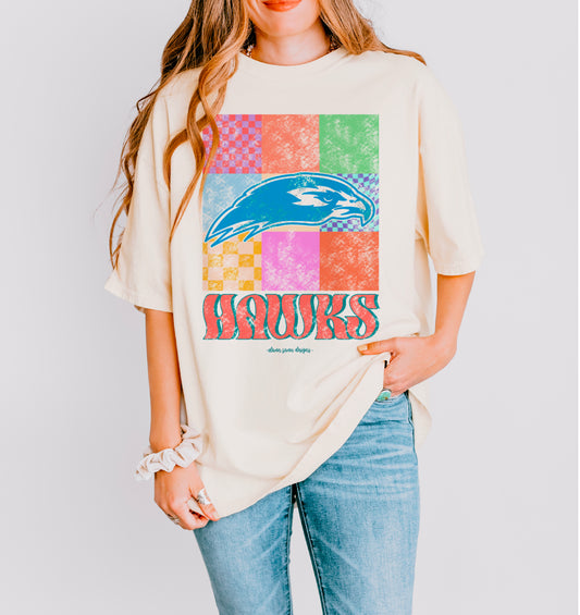 Colorful Squares Hawks Tee