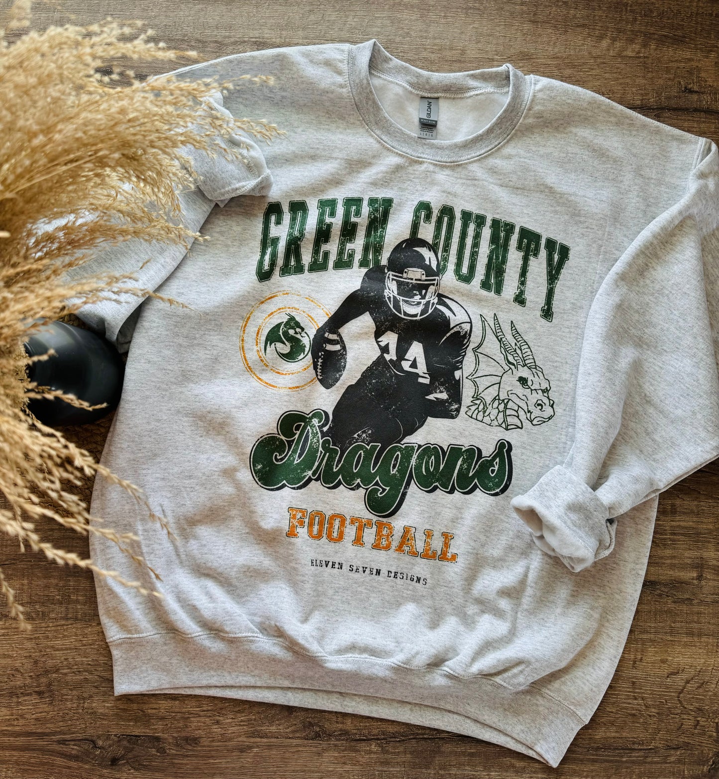 Green County Dragons Football Player Sweatshirt