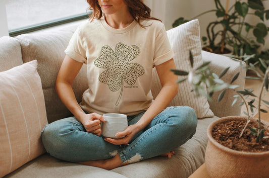 Happy Go Lucky Cheetah Clover Tee