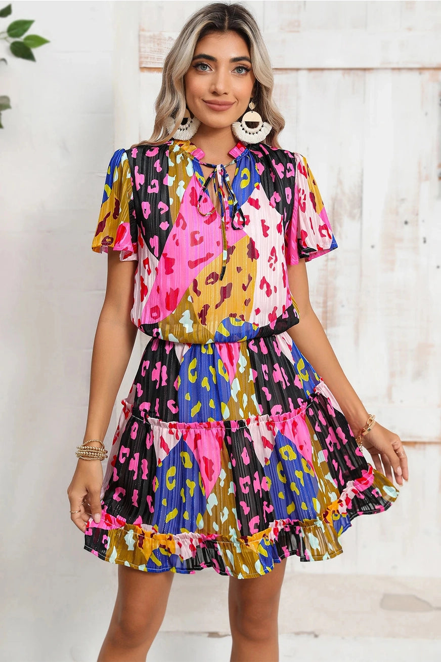 Cheetah Tiered Ruffle Dress