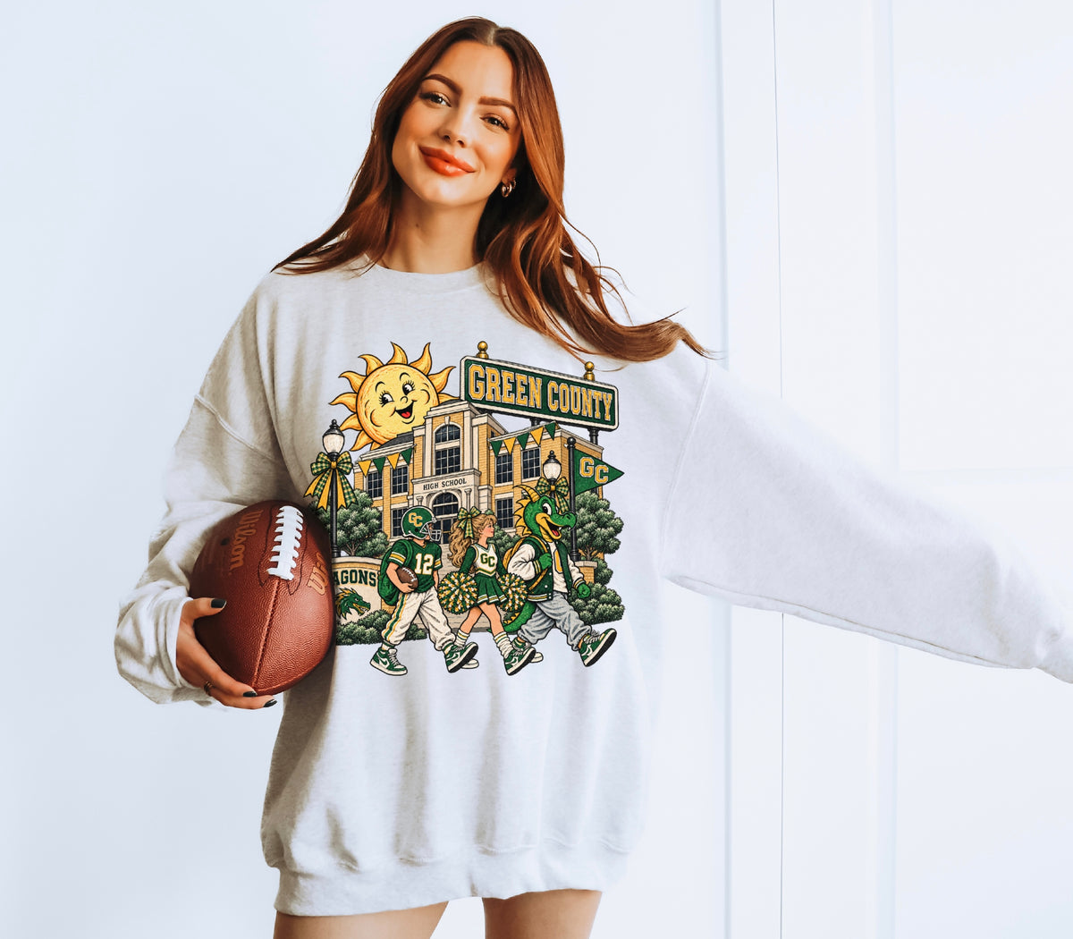 Retro Green County High School Sweatshirt
