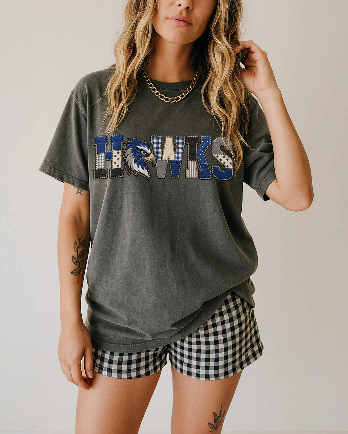Faux Patchwork Hawks Tee