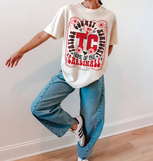 Taylor County Home of the Cardinals Floral Tee