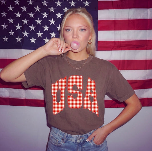 Gingham USA Tee