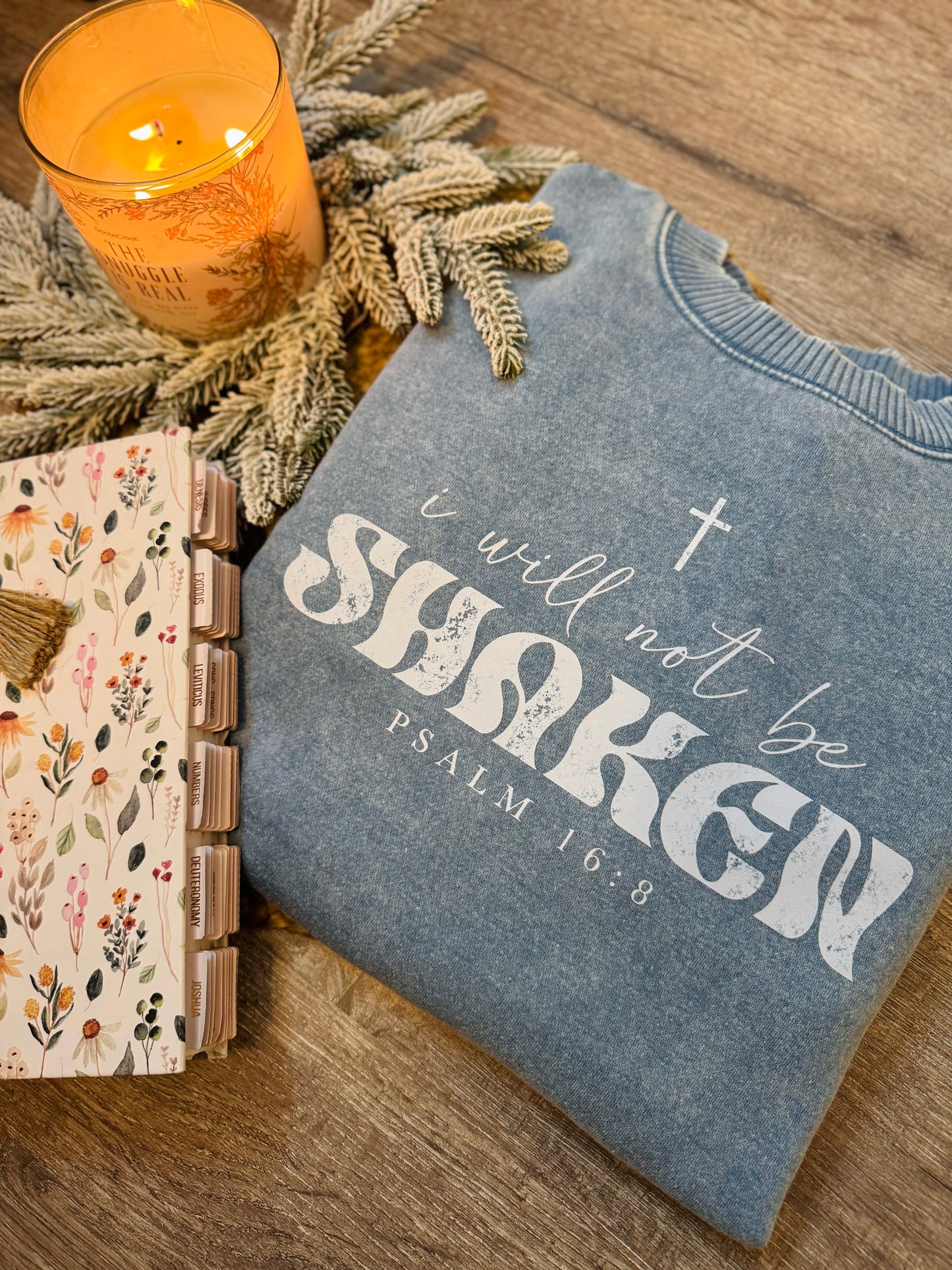 I Will Not Be Shaken Sweatshirt - Denim