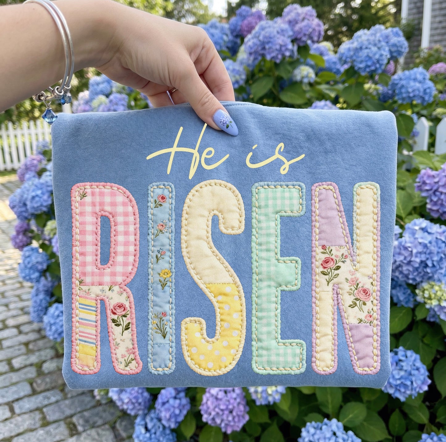He is Risen Faux Patchwork Tee