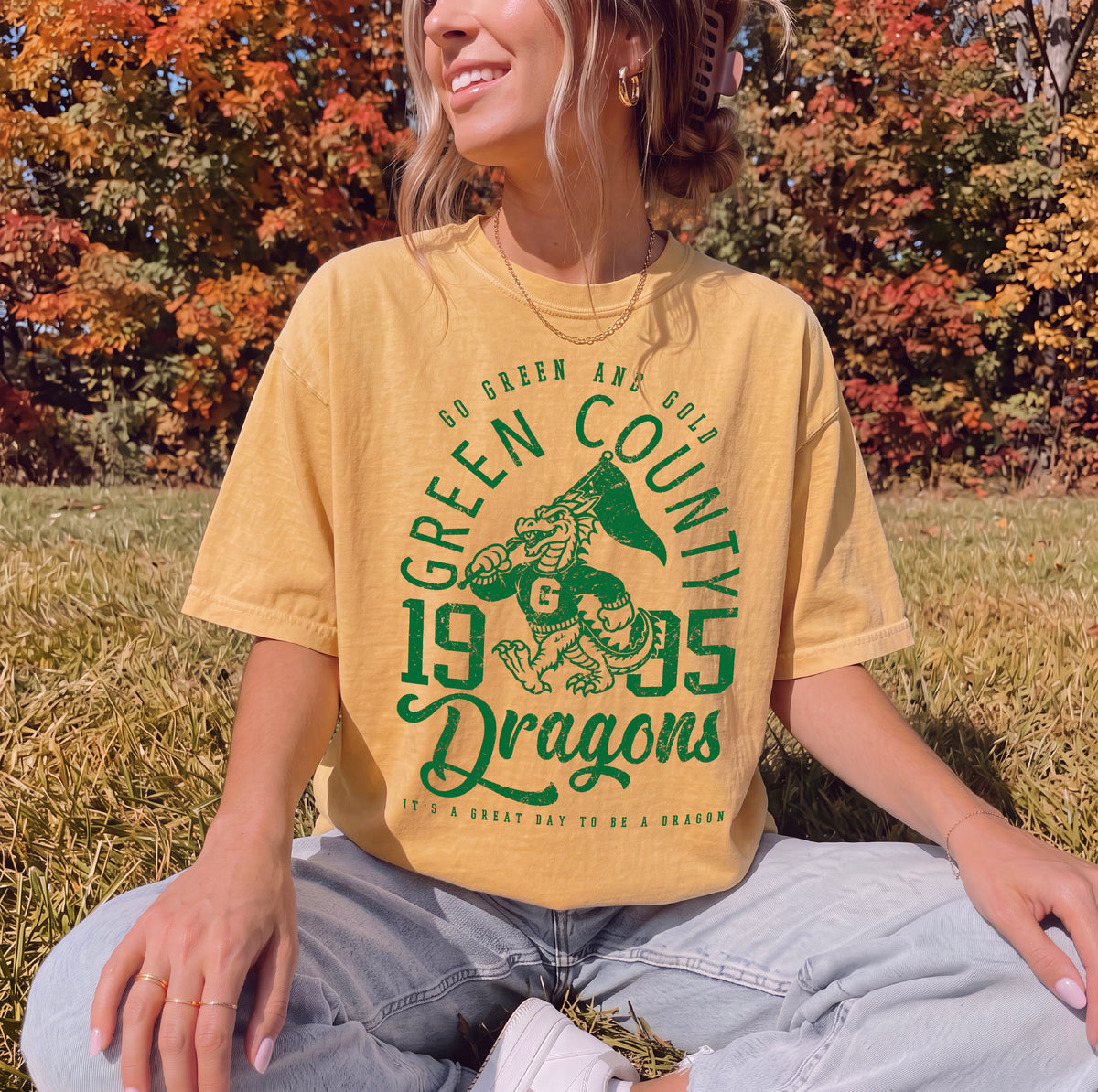 Vintage Inspired CUSTOM YEAR Green County Dragons Tee