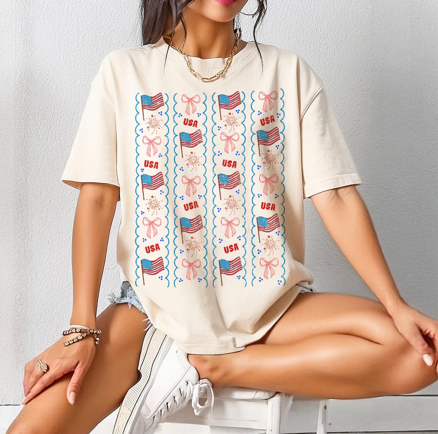 Repeating 4th of July Pattern Tee