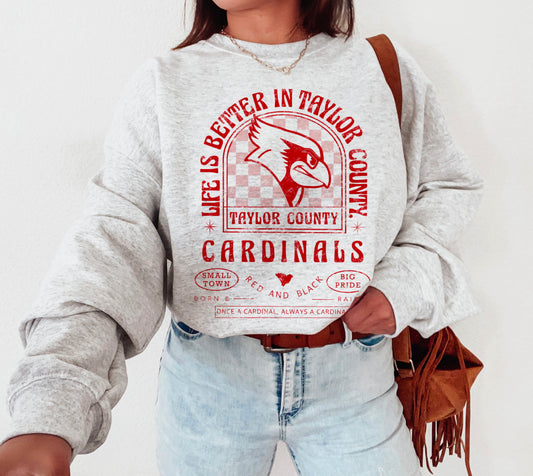 Vintage Style Taylor County Cardinals Crewneck