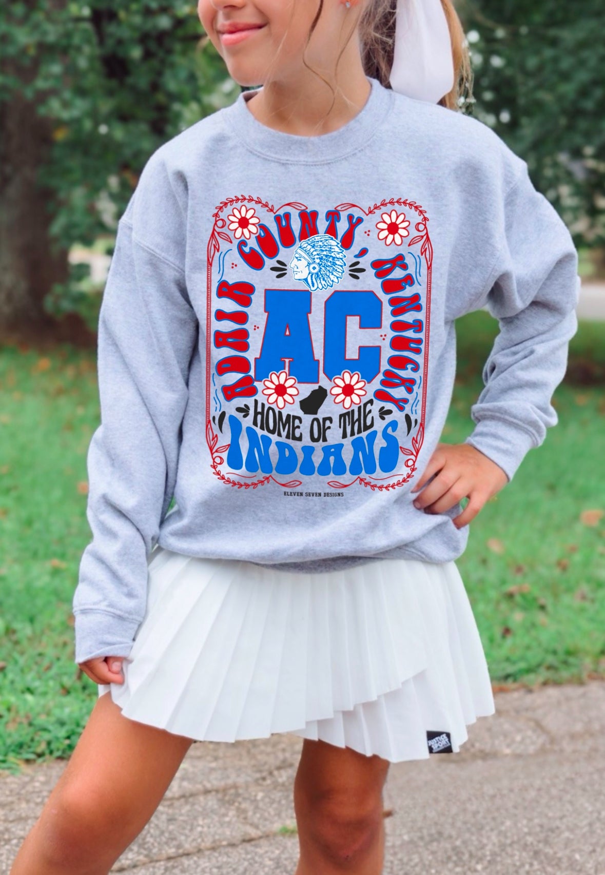 KIDS Adair County Indians Floral Design Crewneck