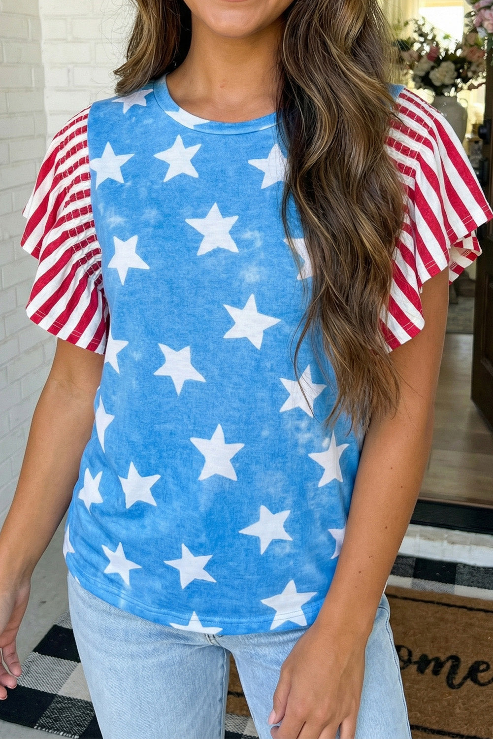 4th of July Ruffle Sleeve Top