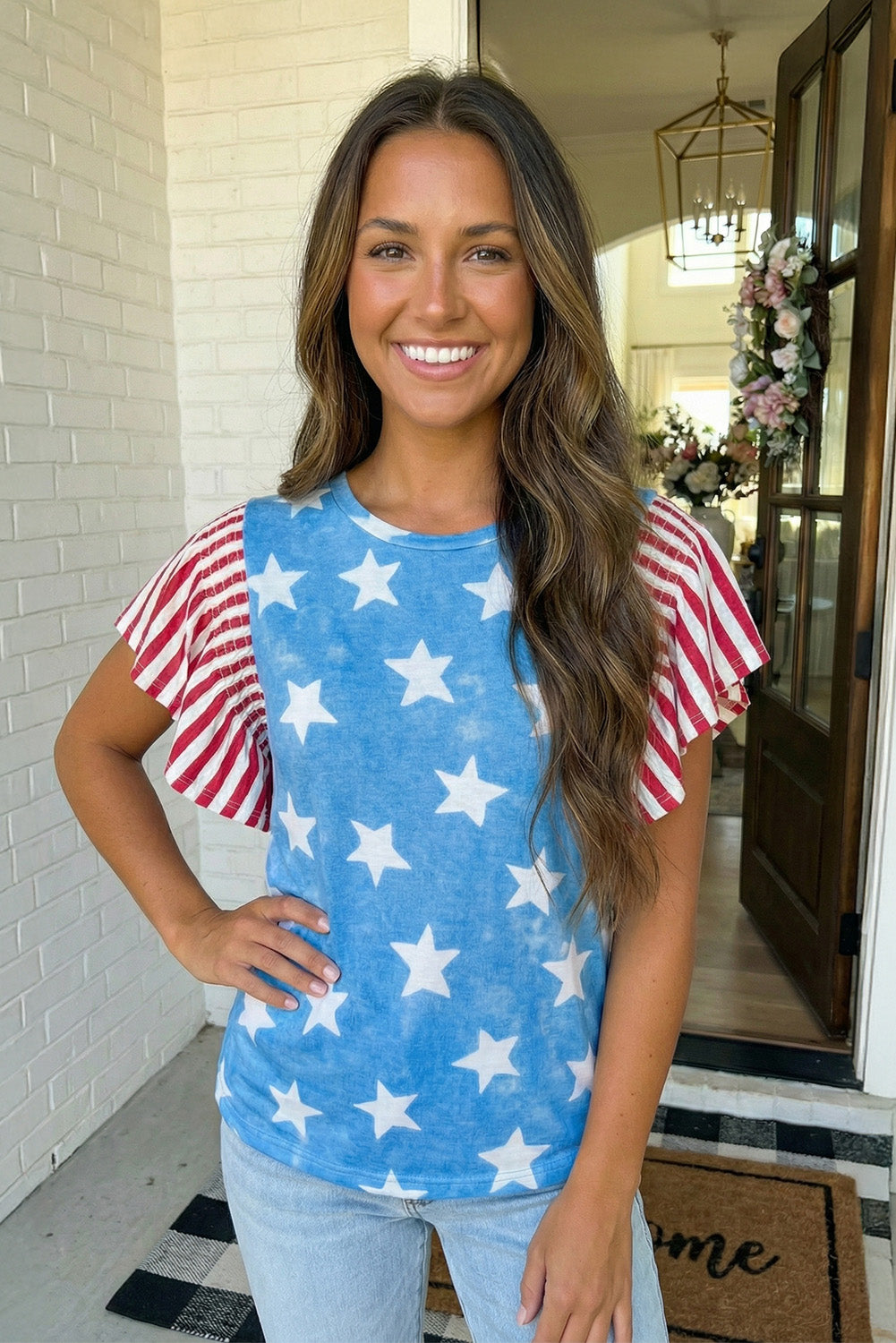 4th of July Ruffle Sleeve Top