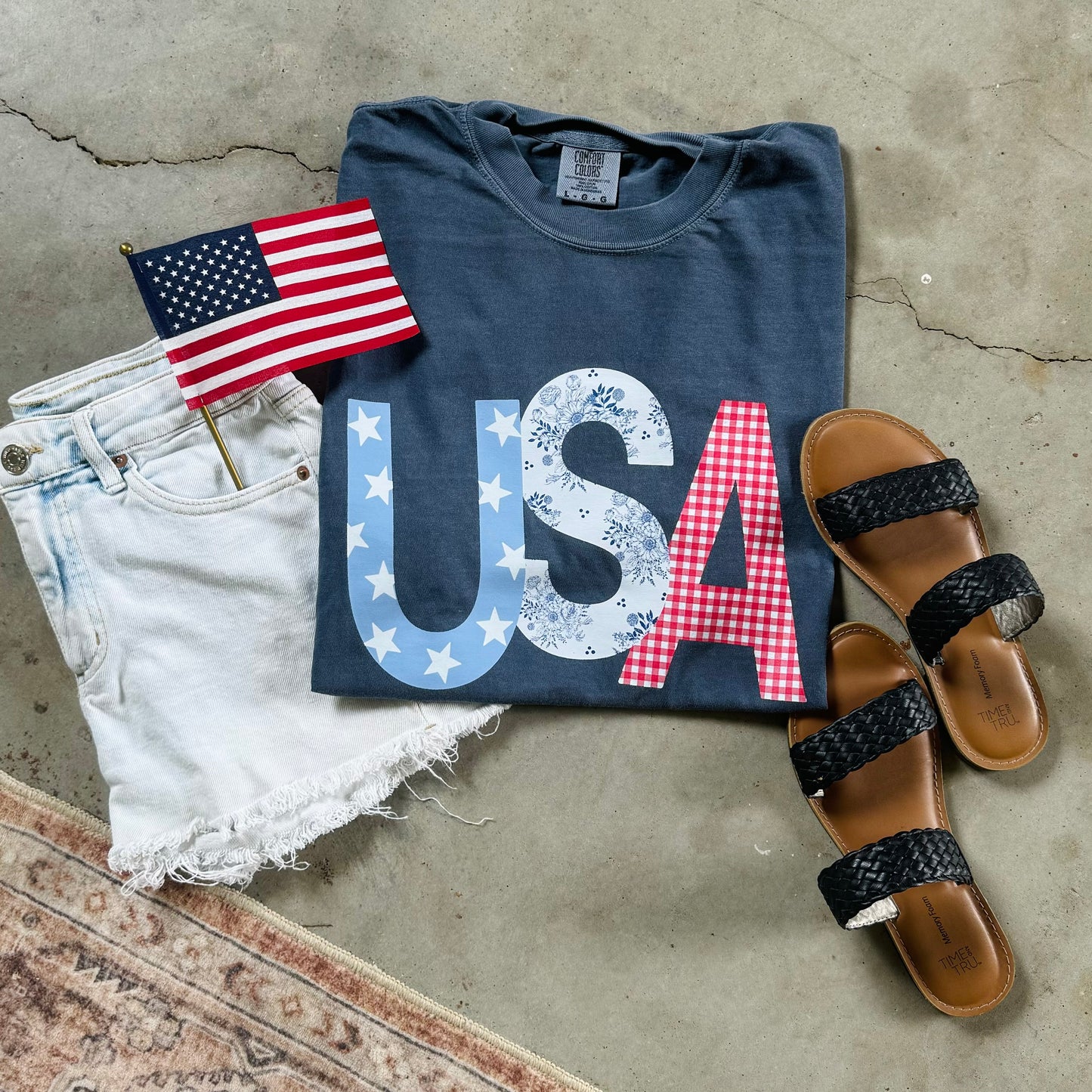 Patterned USA Tee