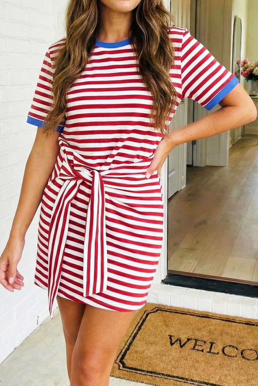 Striped Side Tie Dress