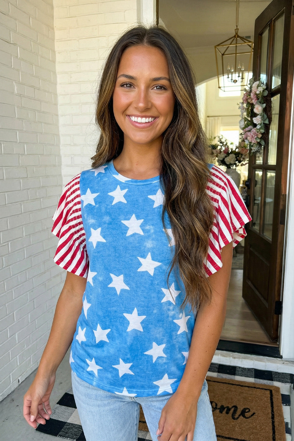 4th of July Ruffle Sleeve Top