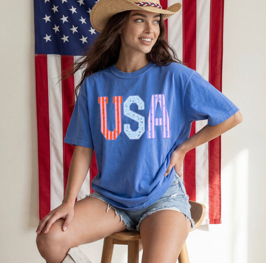Preppy Patterned USA Tee