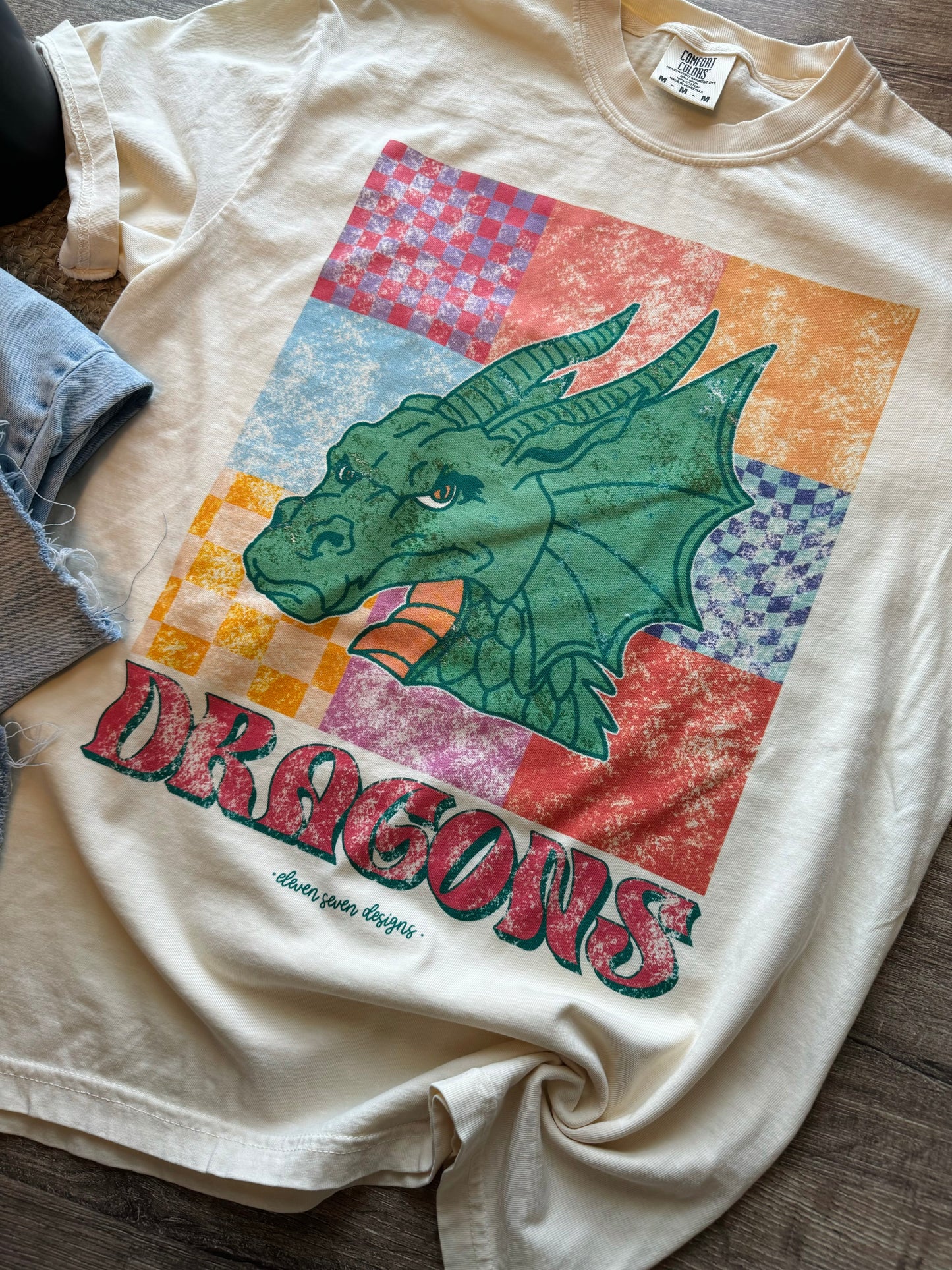 Colorful Squares Dragons Tee