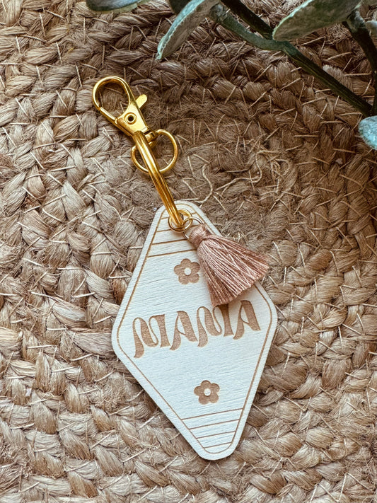 Wooden Tassel Keychain - Mama