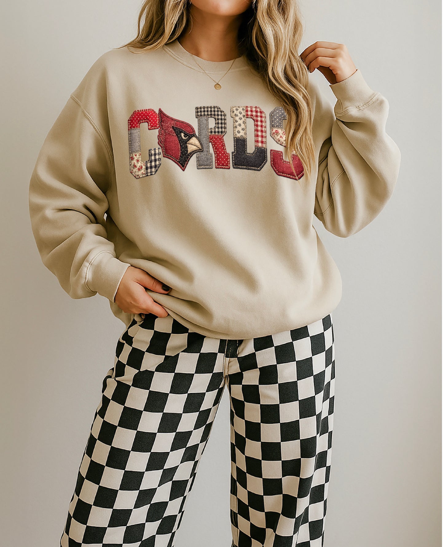 Faux Patchwork Cards Sweatshirt