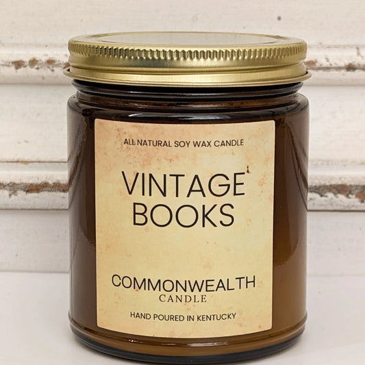 Ky Poured 8 oz Amber Jar Candle - Vintage Books