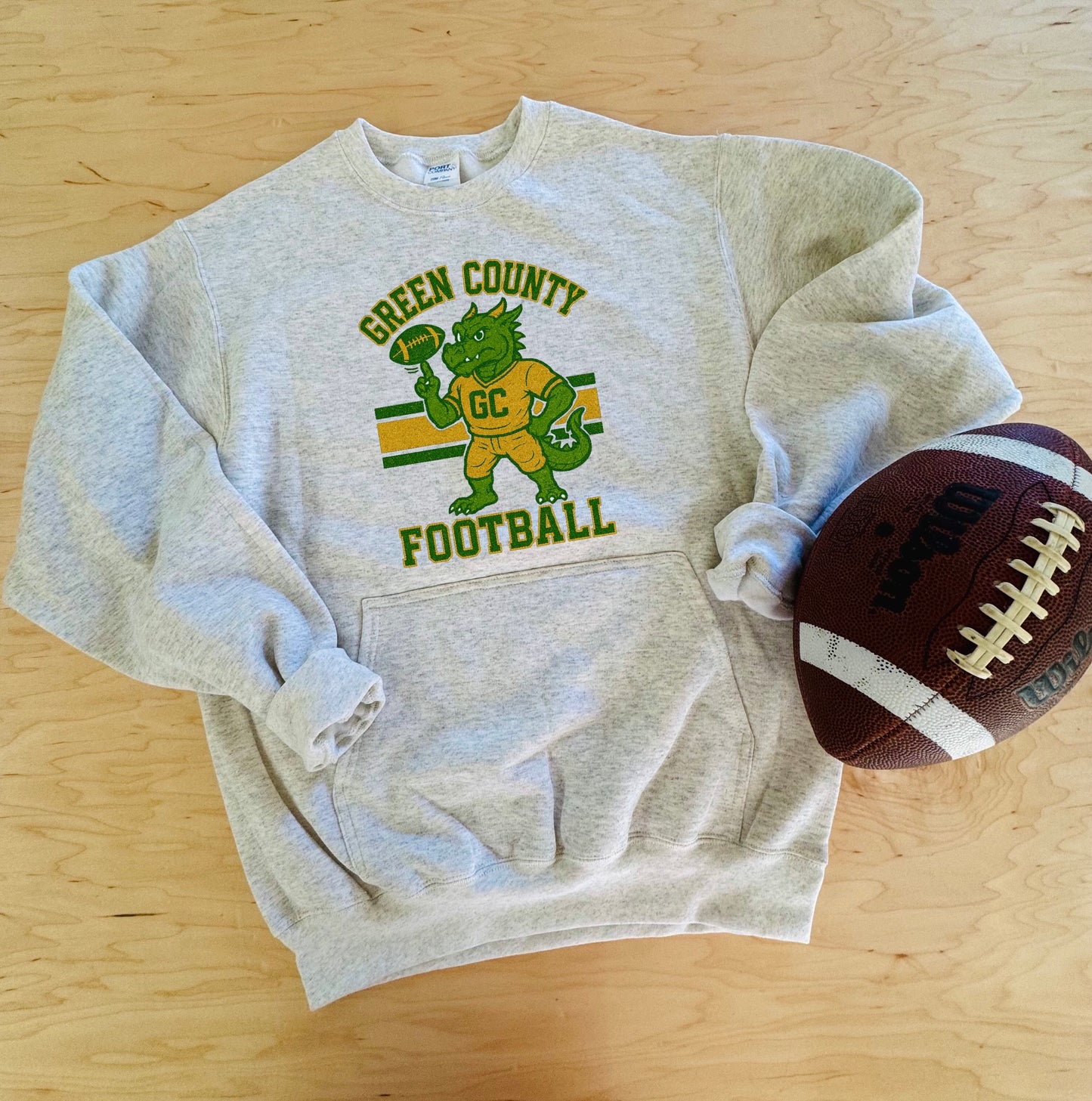 Vintage Green County Football Pocket Pullover Sweatshirt