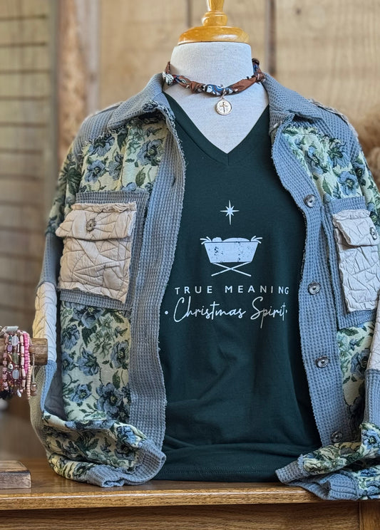 True Meaning of Christmas Spirit Vneck Tee