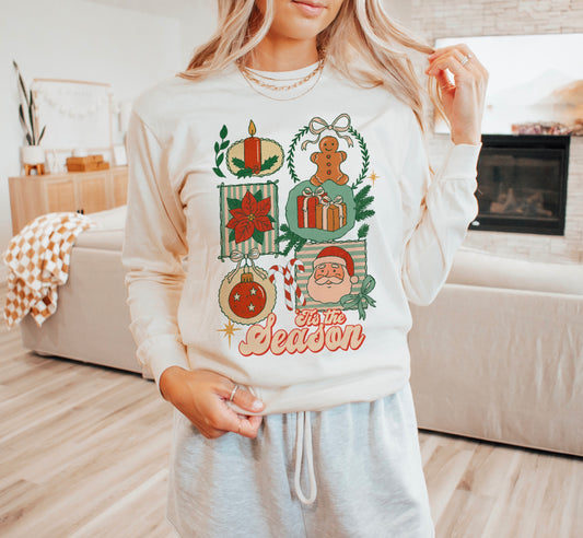 Christmas Icons Collage Long Sleeve Tee