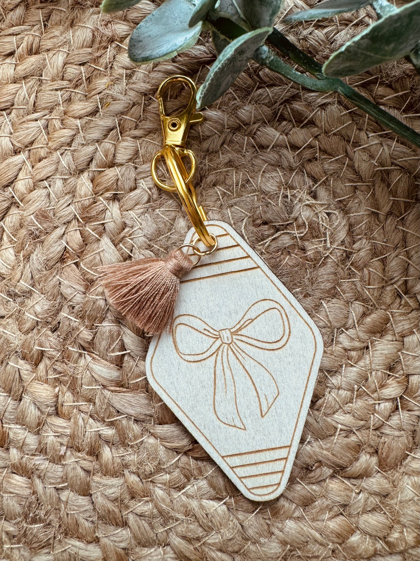 Wooden Tassel Keychain - Bow