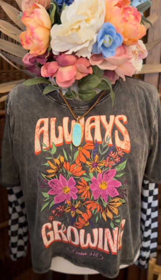 Always Growing Cropped Acid Wash Tee