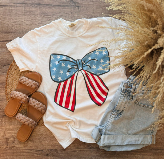 American Flag Bow Tee