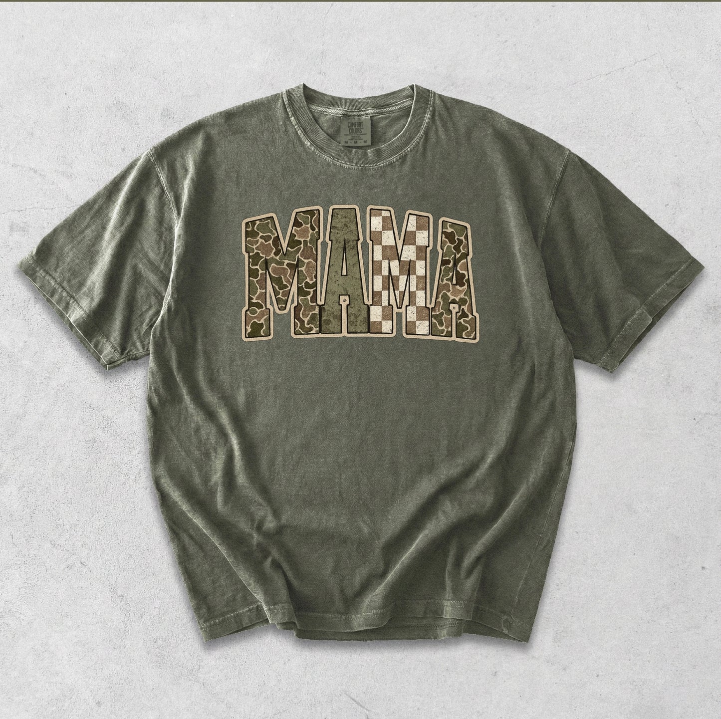 Grunge Checkered Camo Mama Tee