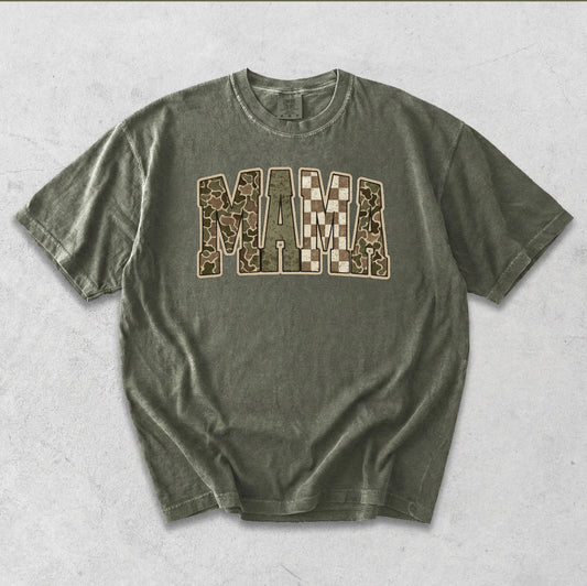 Grunge Checkered Camo Mama Tee