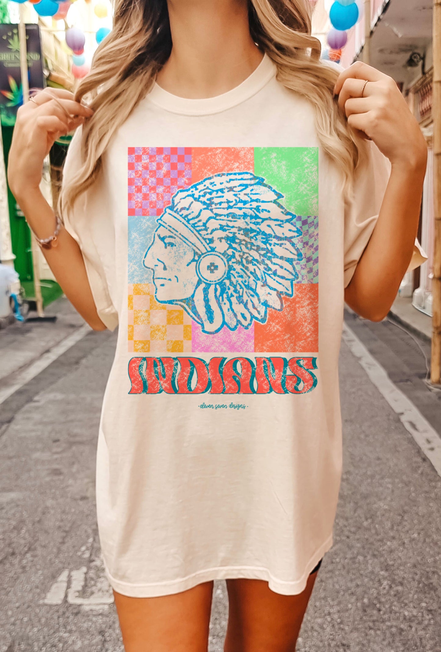 Colorful Squares Indians Tee