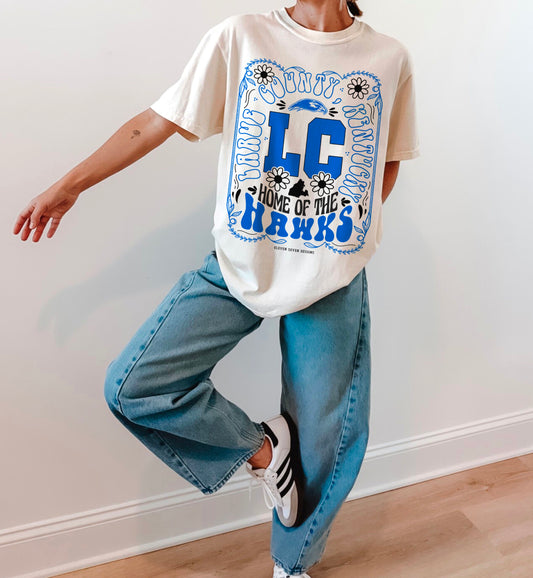 Larue County Home of the Hawks Floral Tee