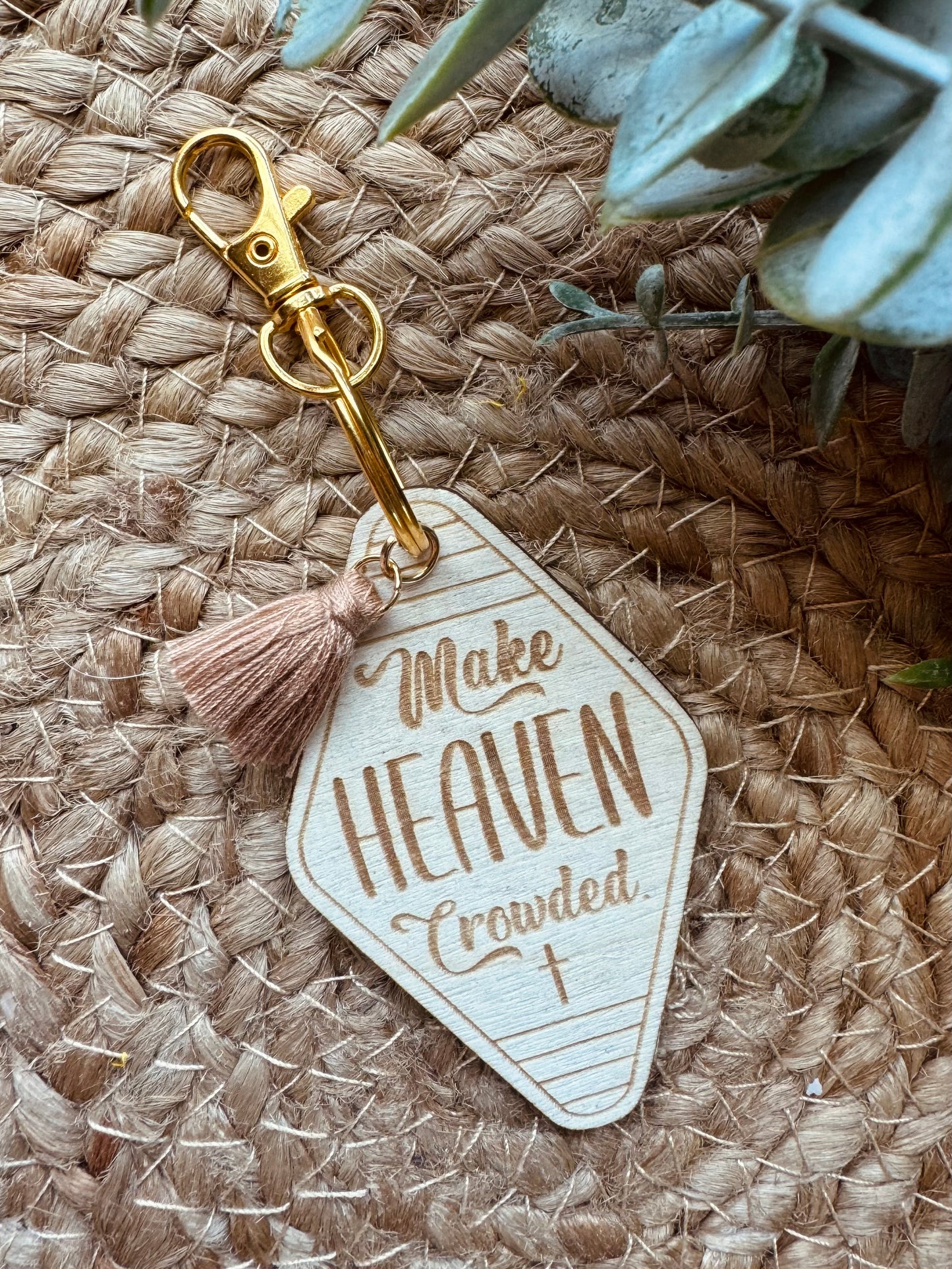 Wooden Tassel Keychain - Make Heaven Crowded