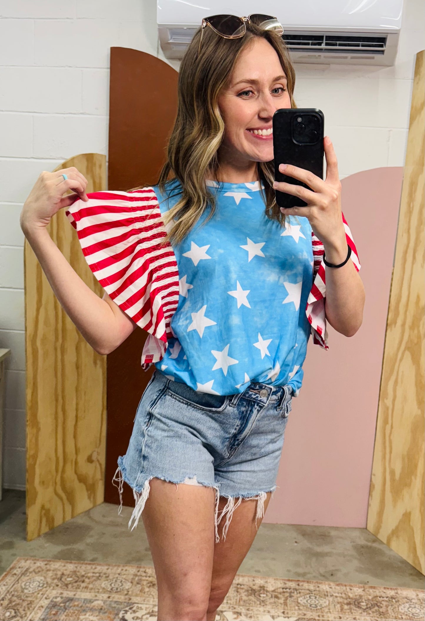 4th of July Ruffle Sleeve Top