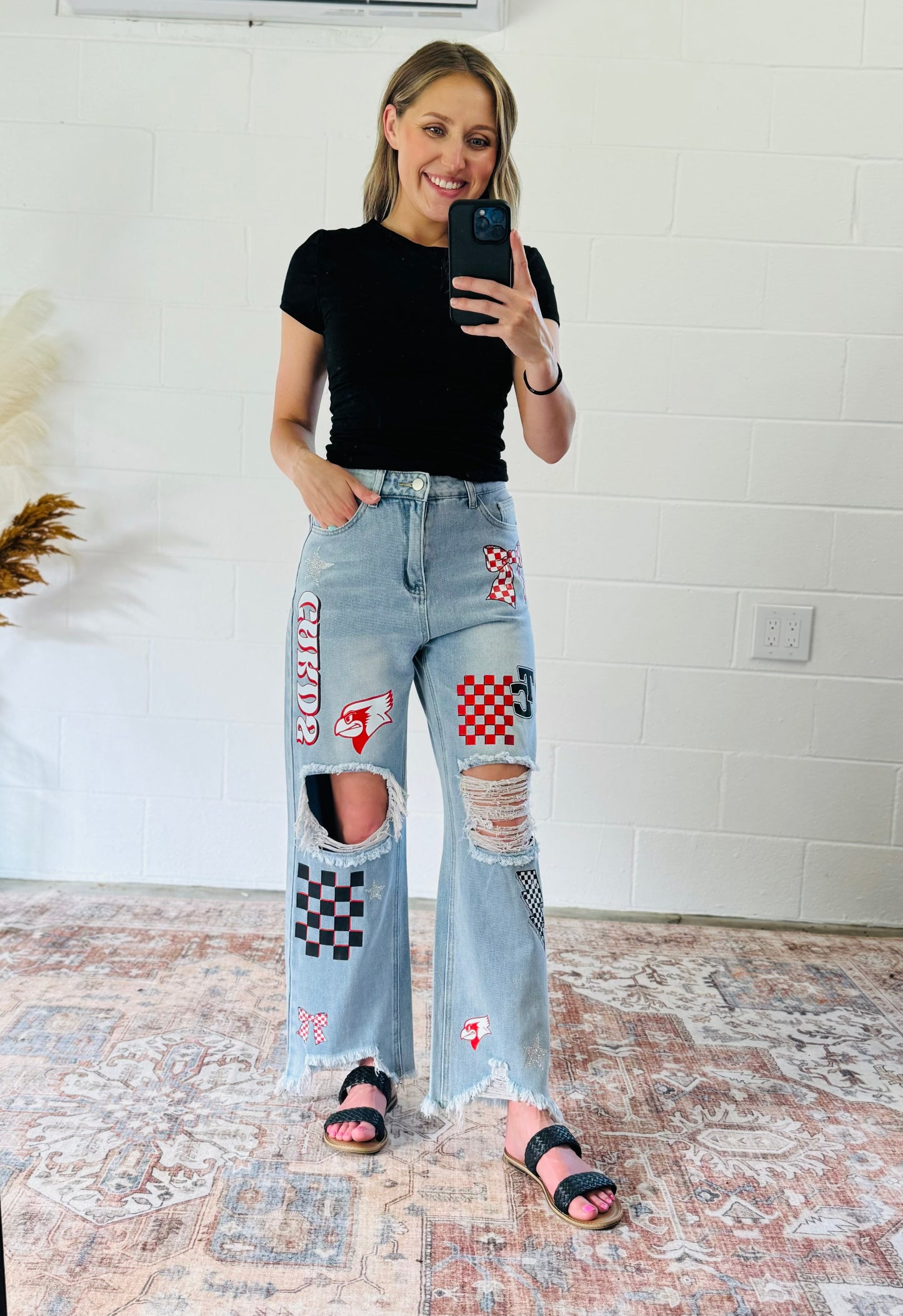 TC Cardinals Patch Jeans
