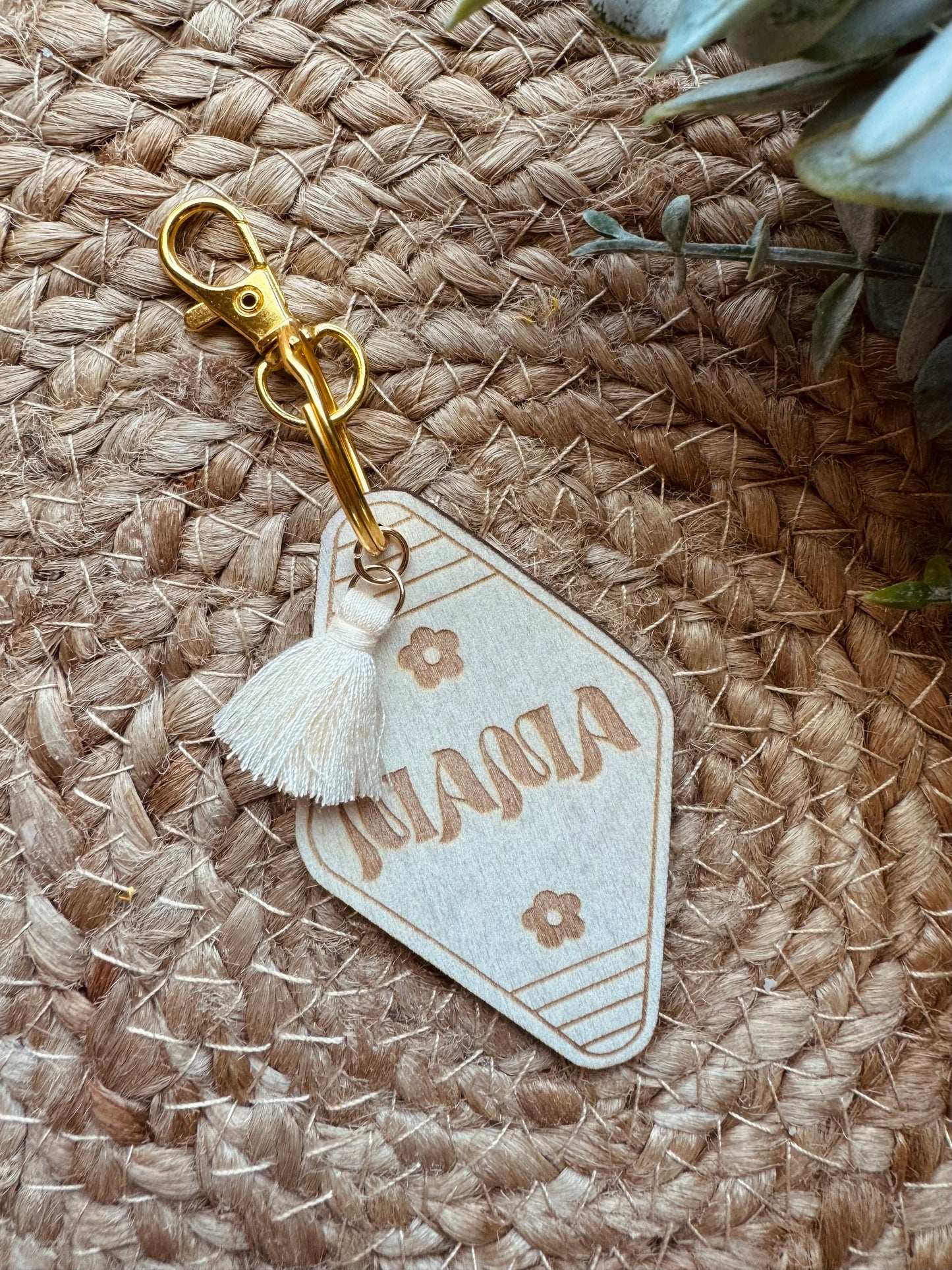 Wooden Tassel Keychain - Mama