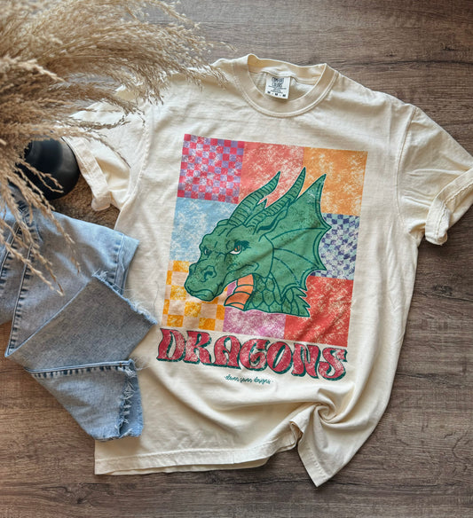 Colorful Squares Dragons Tee